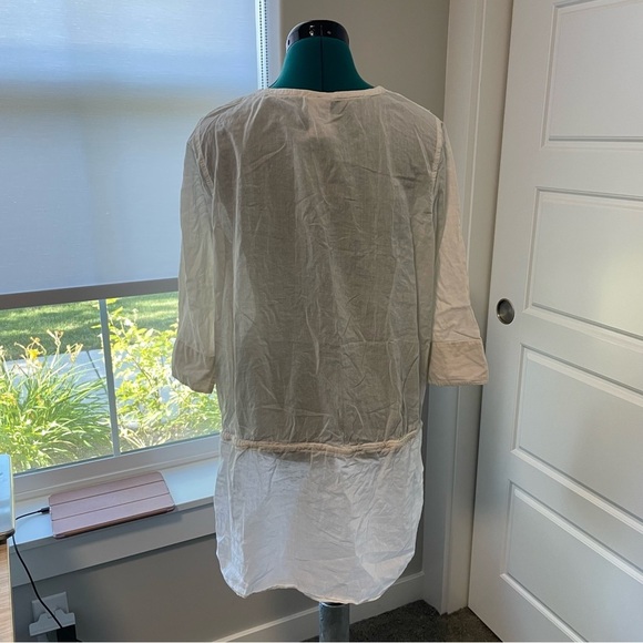 Lands’ End White 100% Cotton 3/4 Sleeves Short Swim Cover Up Medium - Picture 5 of 5